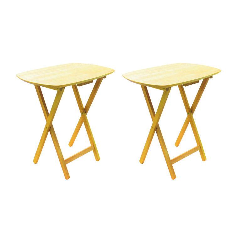 Red Barrel Studio® Milton 2 Piece Oversized Solid Wood Folding TV Tray